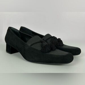 Talbots Black Suede Heel Shoes with Tassels Size 8